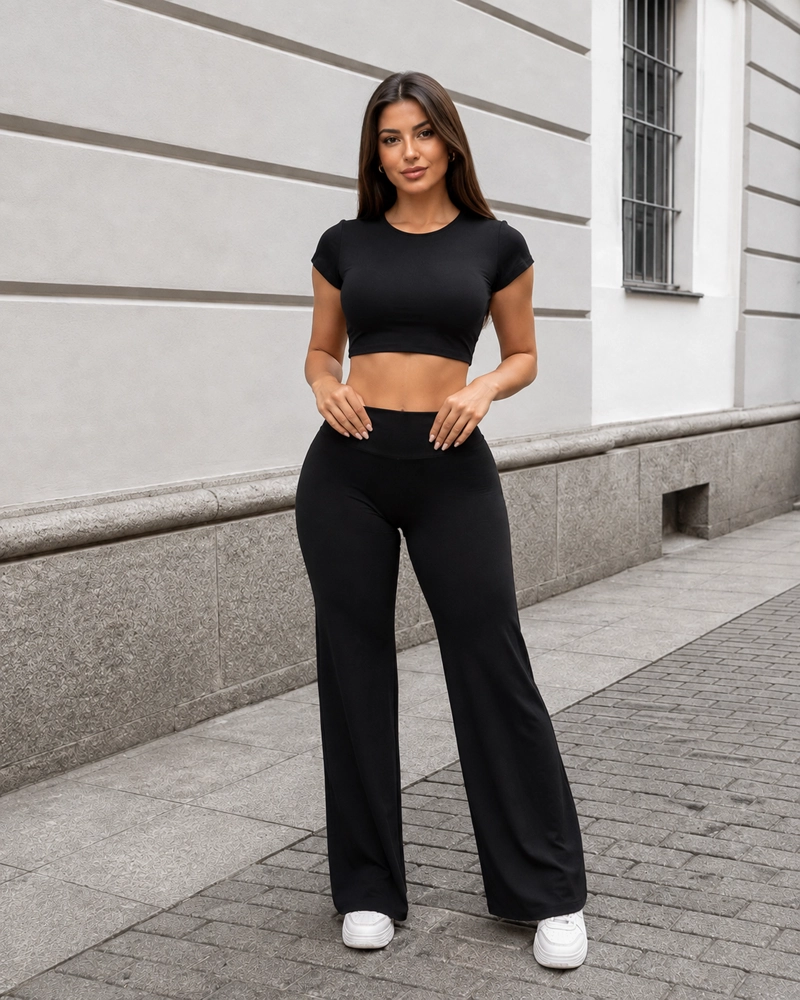 CONJUNTO DEPORTIVO MUJER SET CROP TOP ESPALDA ABIERTA Y PALAZZO - 3