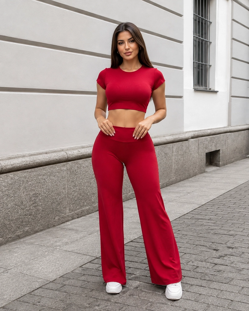 CONJUNTO DEPORTIVO MUJER SET CROP TOP ESPALDA ABIERTA Y PALAZZO - 3