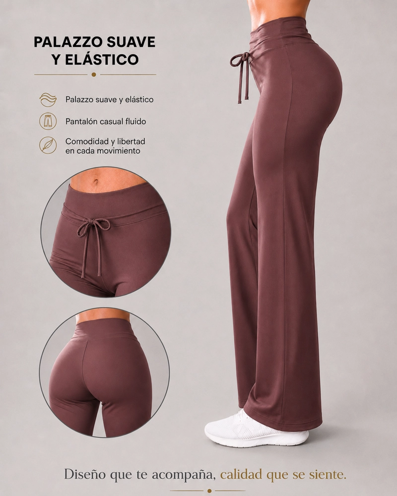 PANTALON PALAZZO MUJER TIRO ALTO LAZO AJUSTABLE CASUAL - 6