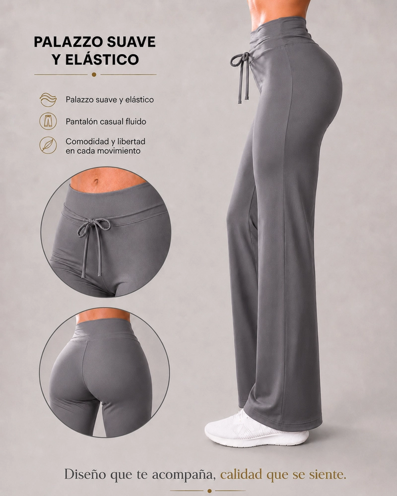 PANTALON PALAZZO MUJER TIRO ALTO LAZO AJUSTABLE CASUAL - 6