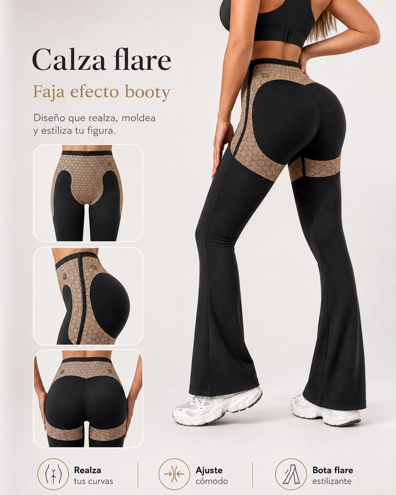 CALZA FLARE MUJER FAJA ALTA MOLDEADORA LEVANTA GLUTEOS - 4