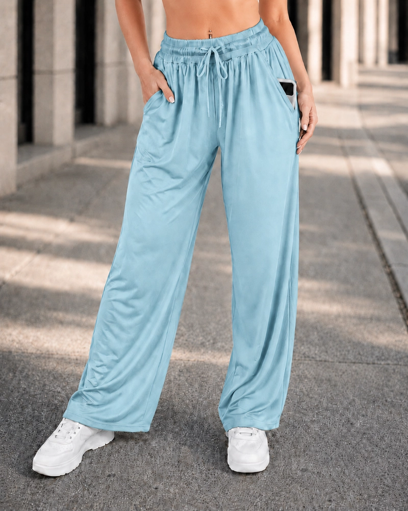 PANTALON PALAZZO MUJER CINTURA ELASTICA CASUAL - 1