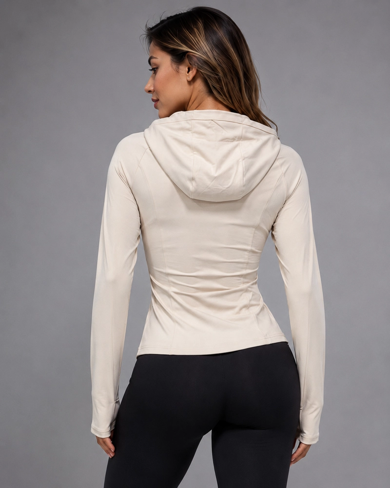 CHAQUETA DEPORTIVA MUJER FITNESS AJUSTADA CAPUCHA - 2