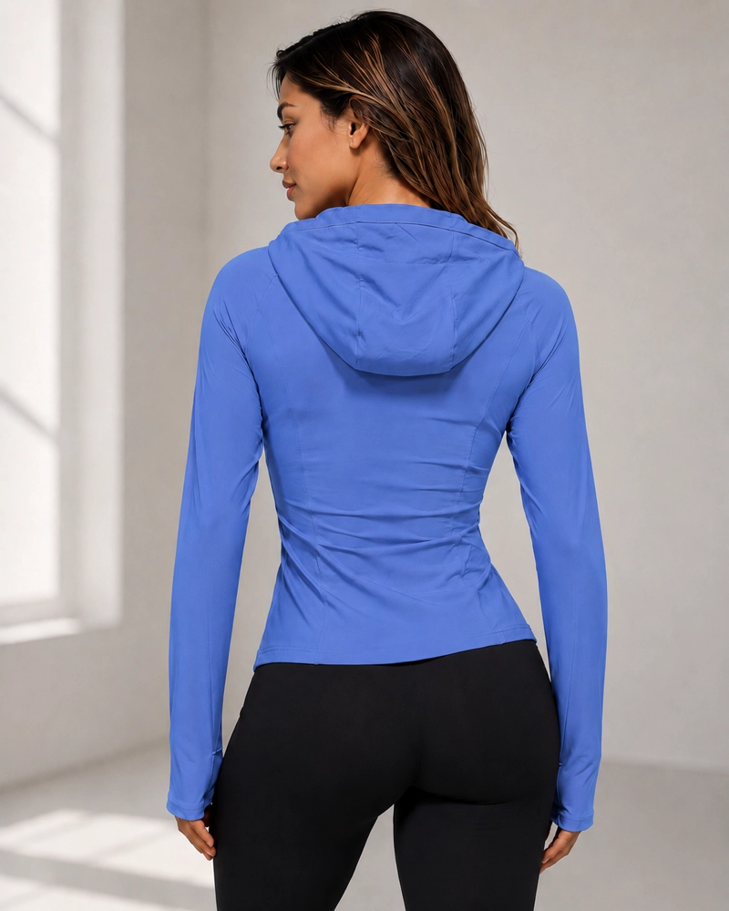 CHAQUETA DEPORTIVA MUJER FITNESS AJUSTADA CAPUCHA - 3