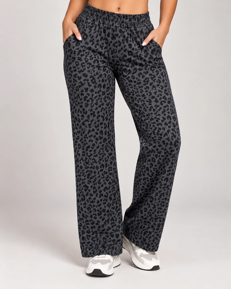 PANTALON PALAZZO MUJER ANIMAL PRINT ANCHO CON BOLSILLO - 1