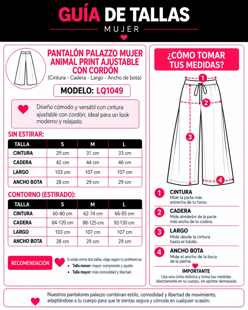 PANTALON PALAZZO MUJER ANIMAL PRINT ANCHO CON CORDON - 4