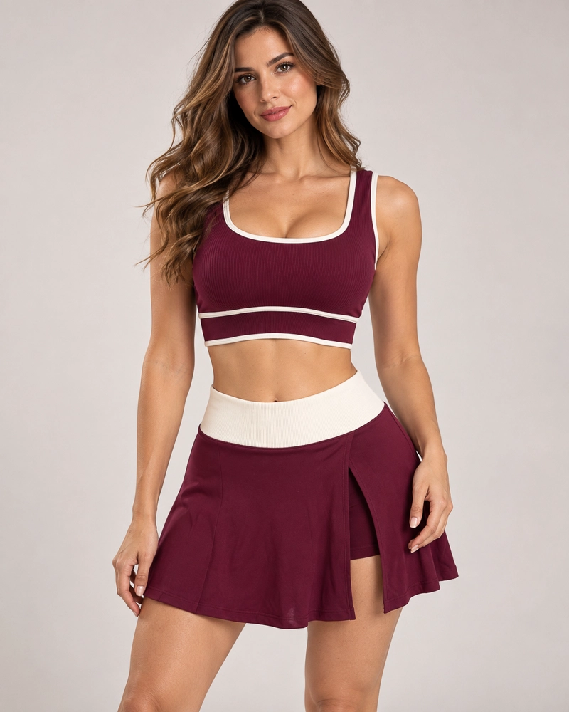 CONJUNTO DEPORTIVO MUJER TOP + FALDA SHORT GYM TENNIS - 1