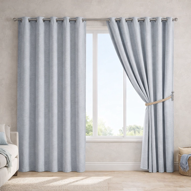 CORTINA DECORATIVA GRIS BLACKOUT FORRO BLANCO 2 PAÑOS N°113 - 1