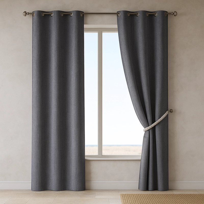 CORTINA BLACKOUT FORRO NEGRO GRIS OSCURO 2 PAÑOS N°102 - 1
