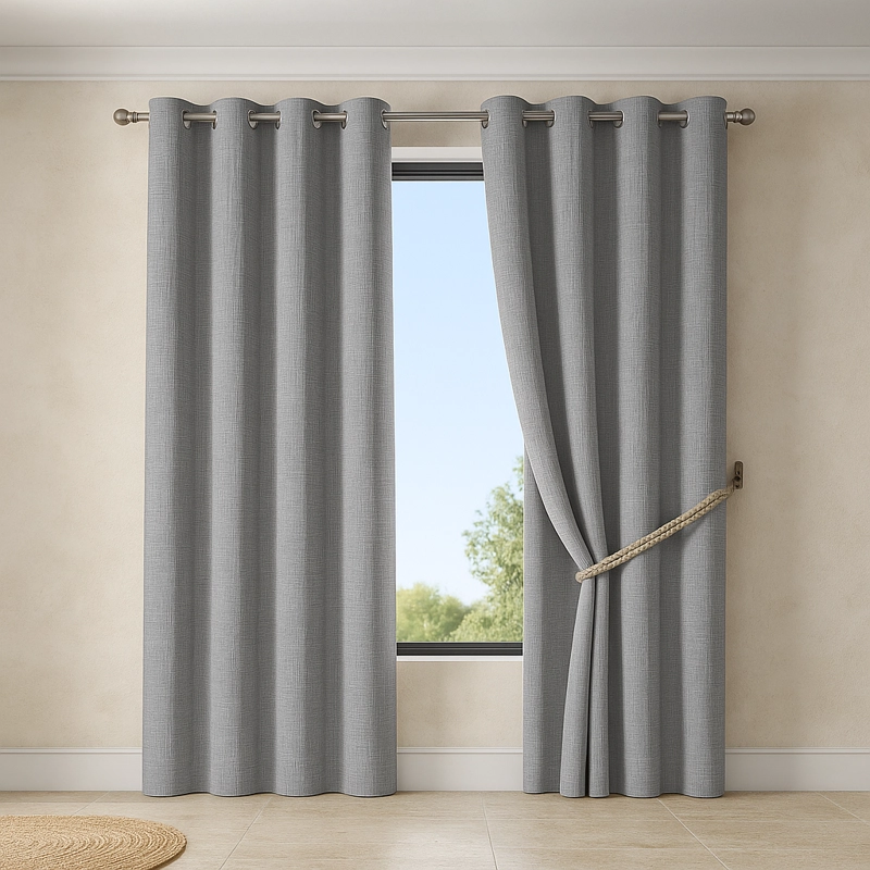 CORTINA GRIS BLACKOUT DECORATIVA CON FORRO NEGRO N°121 - 1