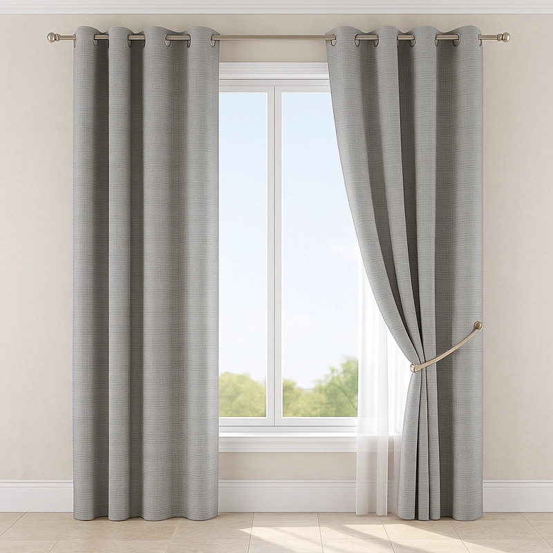 CORTINA BLACKOUT GRIS 2 PAÑOS DECORATIVA FORRO NEGRO N°121 - 1