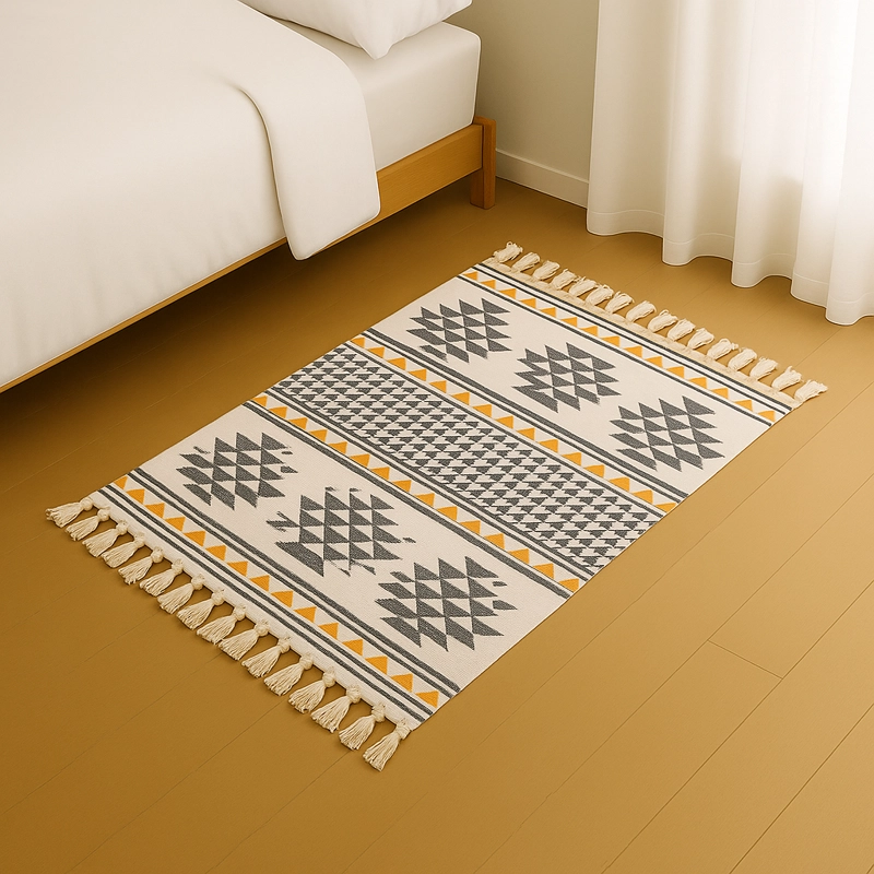 ALFOMBRA GEOME TRICA ELEGANTE LINO 60X90CM PARA CAMA 734 - 1