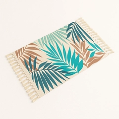 BAJADA DE CAMA LINO CON HOJAS VERDES TROPICAL 60X90 732 - 1