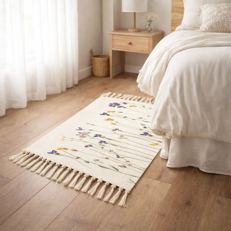 BAJADA DE CAMA DECORATIVA FLORAL 60X90CM LINO 730 - 1