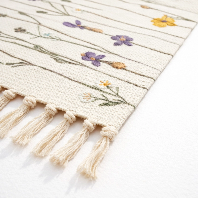 BAJADA DE CAMA DECORATIVA FLORAL 60X90CM LINO 730 - 2