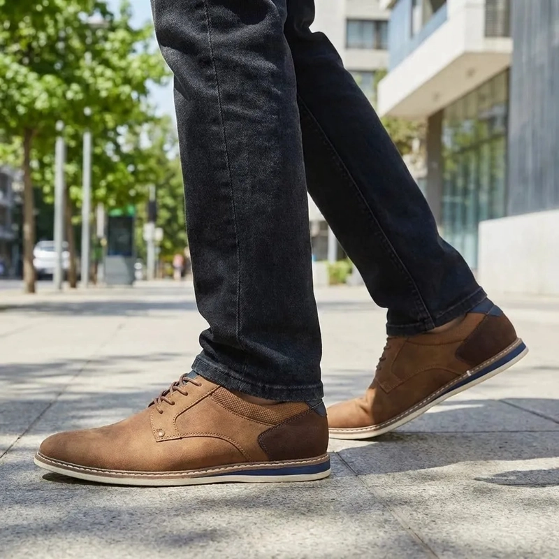 ZAPATO CASUAL HOMBRE CAMEL CORDONES ESTILO DERBY 7442 - 1