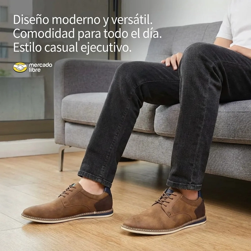 ZAPATO CASUAL HOMBRE CAMEL CORDONES ESTILO DERBY 7442 - 4
