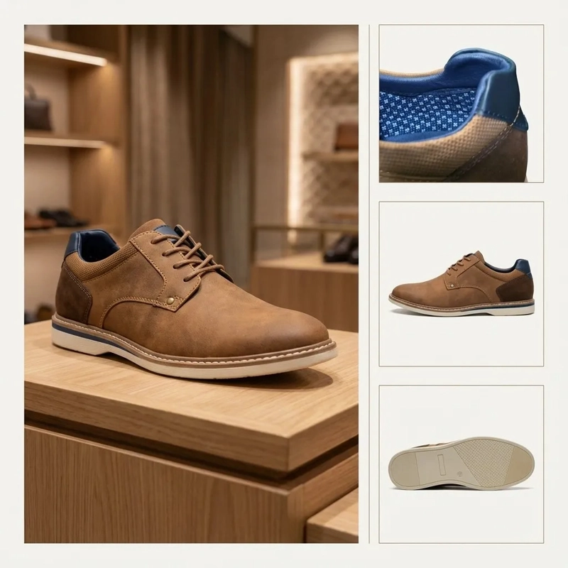 ZAPATO CASUAL HOMBRE CAMEL CORDONES ESTILO DERBY 7442 - 6