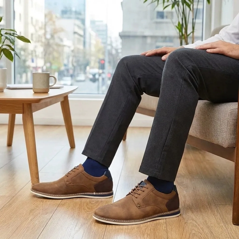 ZAPATO CASUAL HOMBRE CAMEL CORDONES ESTILO DERBY 7442 - 7