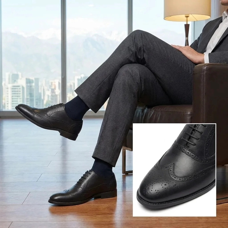ZAPATO HOMBRE OXFORD NEGRO ELEGANTE VESTIR 7438 - 8