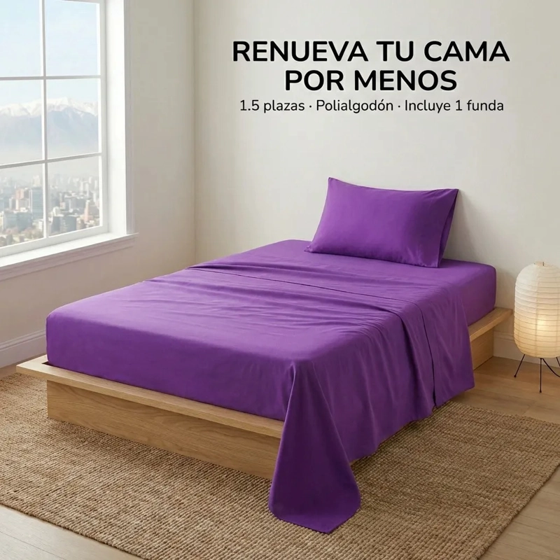 JUEGO DE SABANA MORADO PLAZA Y MEDIA 3 PIEZAS - 3