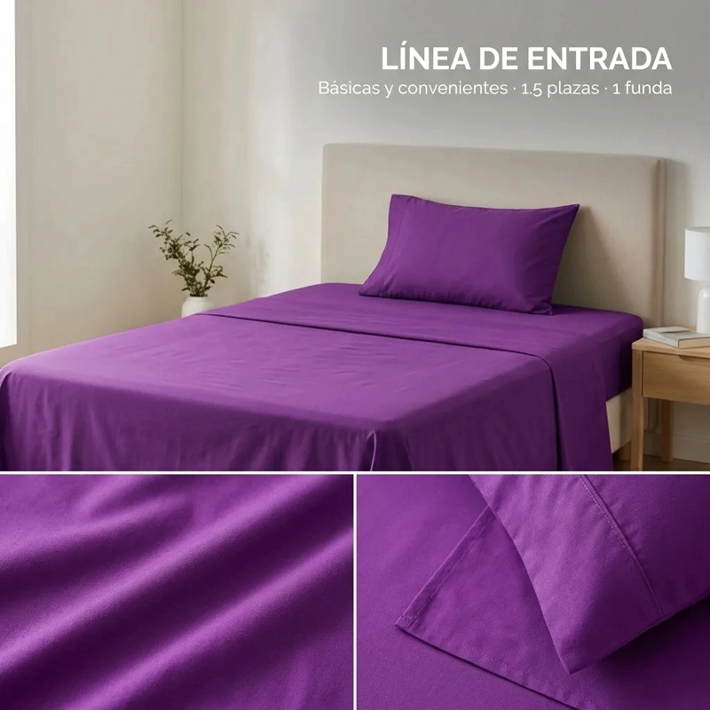 JUEGO DE SABANA MORADO PLAZA Y MEDIA 3 PIEZAS - 4