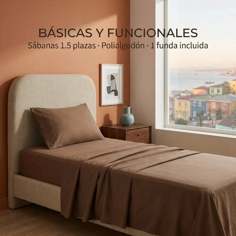 JUEGO DE SABANA CAFE  PLAZA Y MEDIA 3 PIEZAS - 2