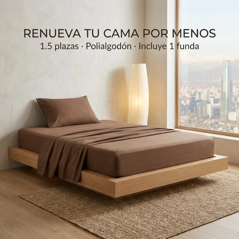 JUEGO DE SABANA CAFE  PLAZA Y MEDIA 3 PIEZAS - 3