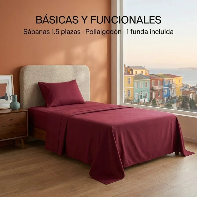 JUEGO DE SABANA BURDEO PLAZA Y MEDIA 3 PIEZAS - 3