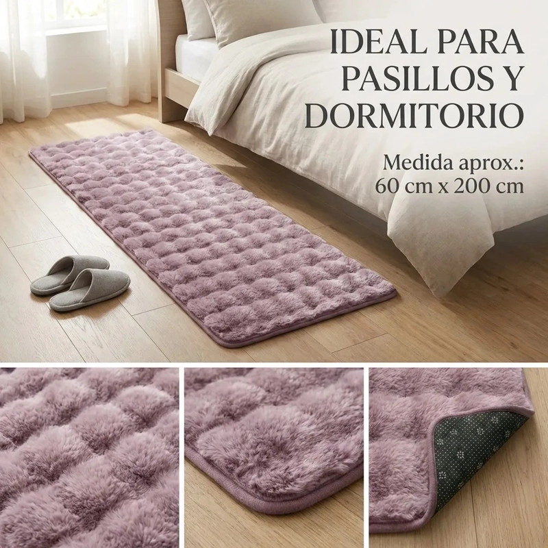 ALFOMBRA PASILLERA PELUDA BAJADA DE CAMA 602 - ROSADO - 2