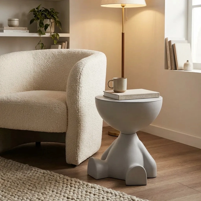 MESA AUXILIAR GRIS MODERNA DECORATIVA DE 41CM - 3