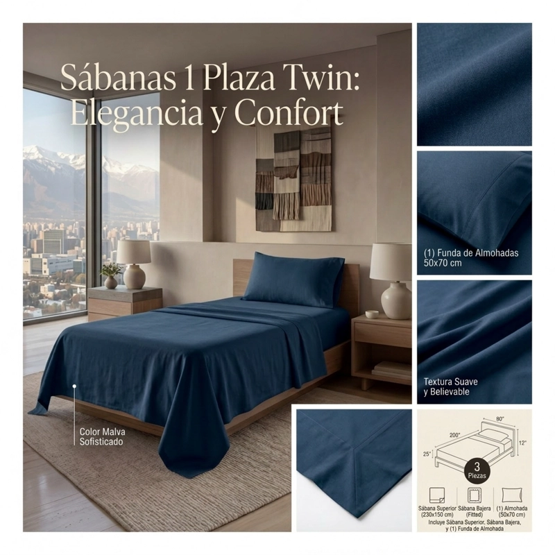 SET DE SABANAS ALGODON 1 PLAZA + 3 PIESAS TWIN 669 V1 - 7