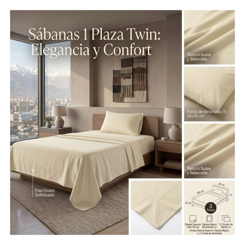 SABANAS 800 HILOS 1 PLAZA(TWIN) SUAVES DE 3 PIEZAS  669 - 4