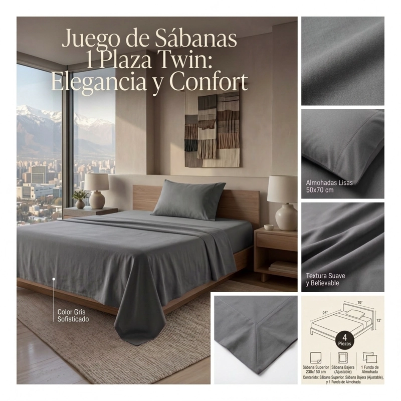 SABANAS 800 HILOS 1 PLAZA(TWIN) SUAVES DE 3 PIEZAS  669 - 8
