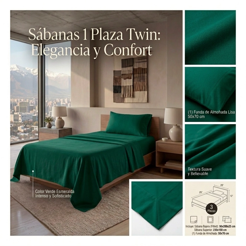 JUEGO DE SABANAS ALGODON 800 HILOS TWIN 1 PLAZA- 3 PIEZAS 669 - 6
