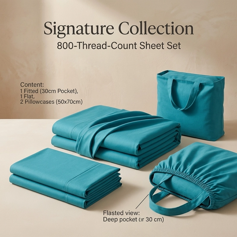 SABANAS 800 HILOS SIGNATURE CREMA 2 PLAZAS 794 - 4