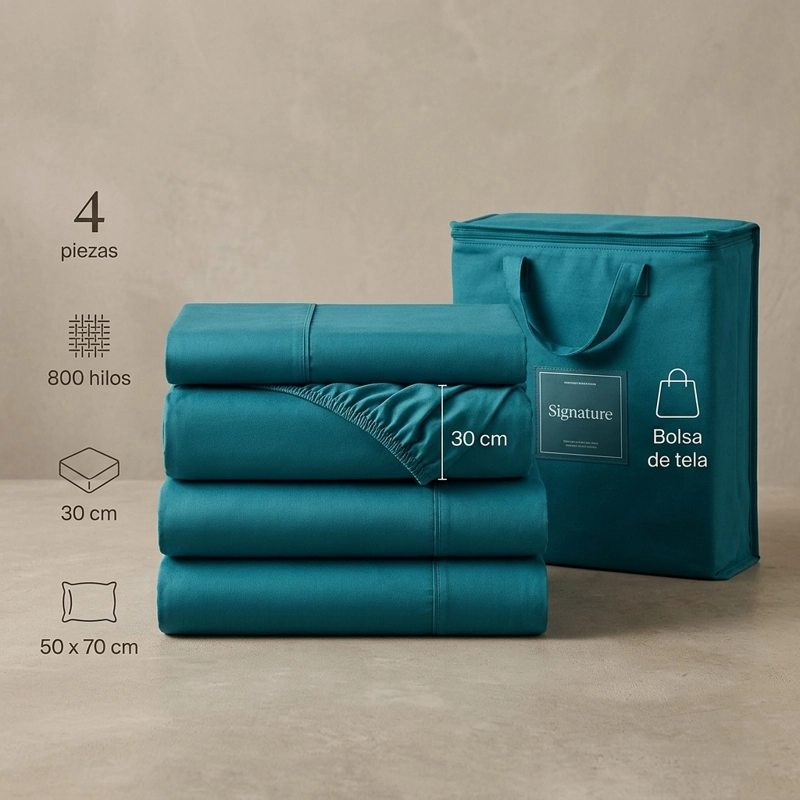 SABANAS 800 HILOS SIGNATURE CREMA 2 PLAZAS 794 - 6