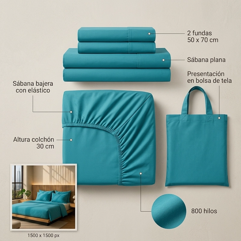 SABANAS 800 HILOS SIGNATURE CREMA 2 PLAZAS 794 - 7