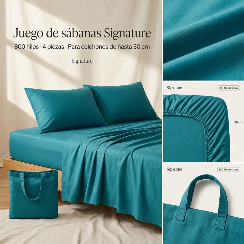 SABANAS 800 HILOS SIGNATURE CREMA 2 PLAZAS 794 - 8