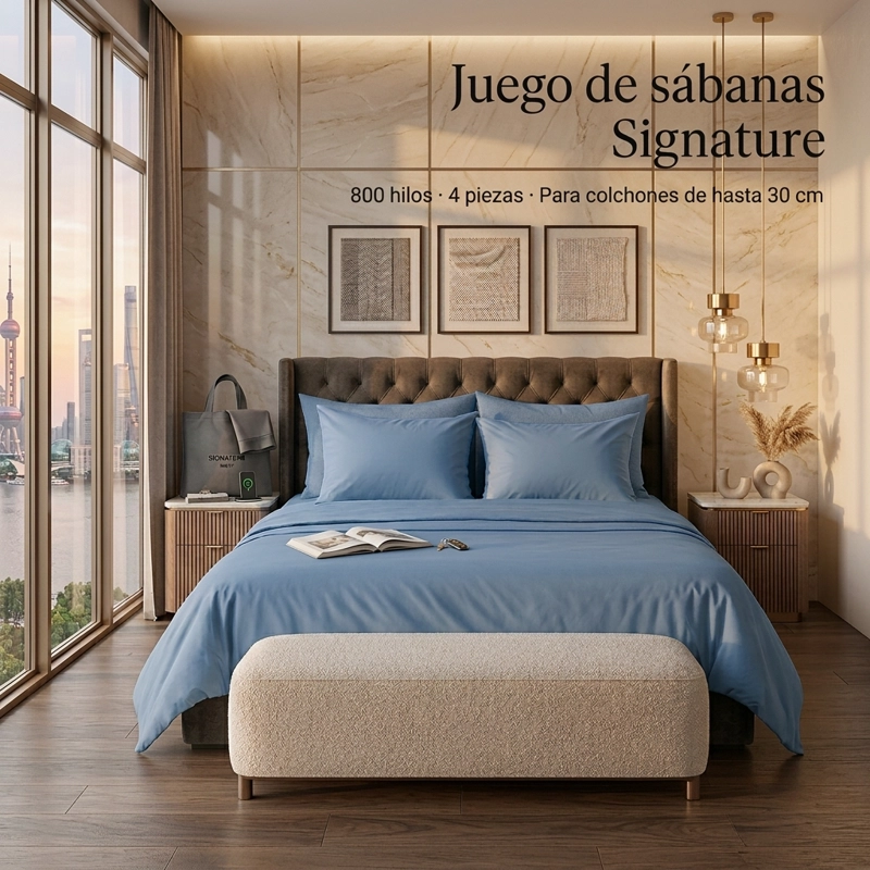 SABANAS 800 HILOS SIGNATURE ROSADO 2 PLAZAS  794 - 2