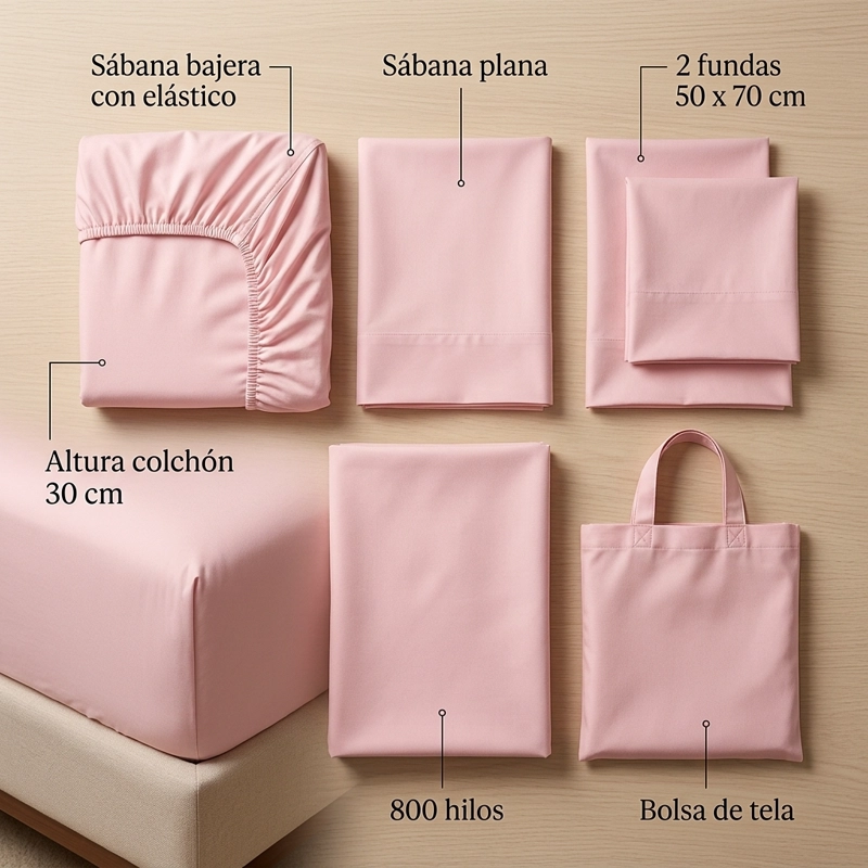 SABANAS 800 HILOS SIGNATURE ROSADO 2 PLAZAS  794 - 8