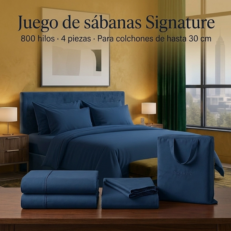 SABANAS 800 HILOS SIGNATURE CELESTE 2 PLAZAS 794 - 1