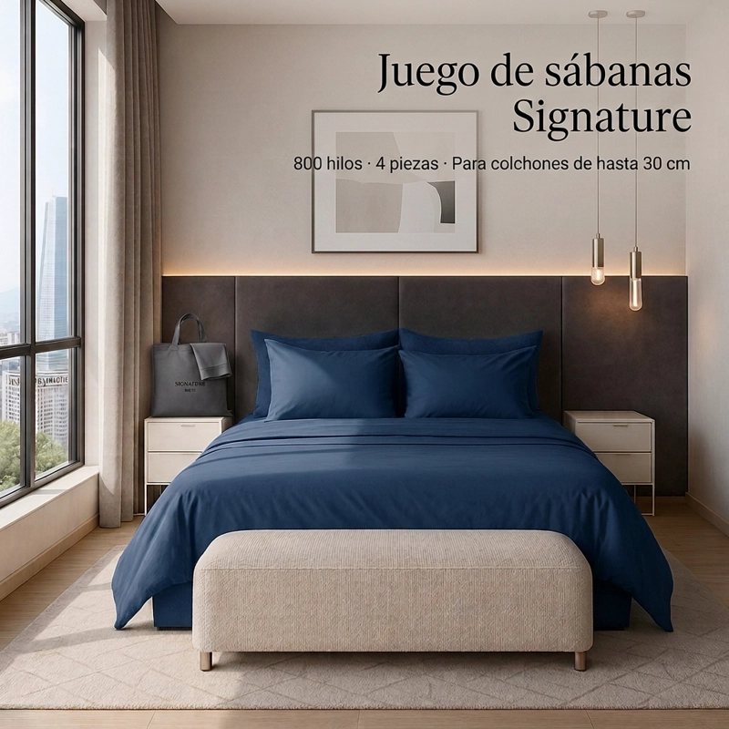 SABANAS 800 HILOS SIGNATURE CELESTE 2 PLAZAS 794 - 4