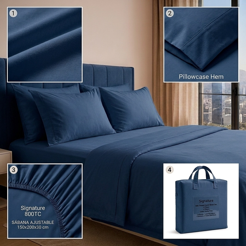 SABANAS 800 HILOS SIGNATURE CELESTE 2 PLAZAS 794 - 5