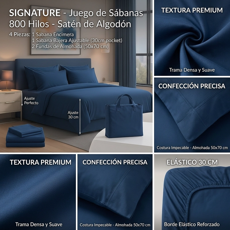 SABANAS 800 HILOS SIGNATURE CELESTE 2 PLAZAS 794 - 6