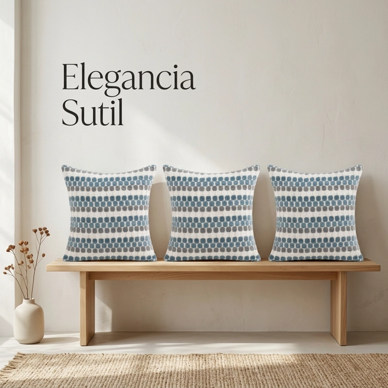 PACK DE 3 FUNDAS PARA COJIN DISEÑO GEOME TRICO TEXTURADO AZUL 45X45 CM 012 - 1