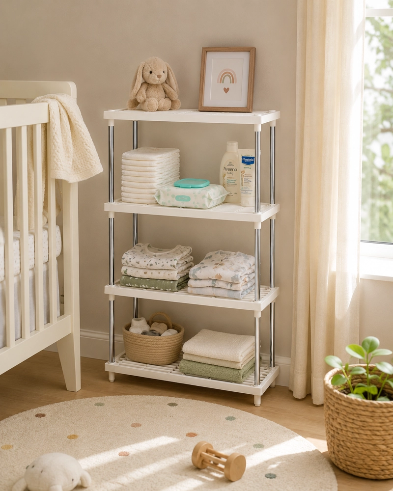 REPISA ORGANIZADORA DORMITORIO INFANTIL 171 DE METAL Y PLASTICO 4 NIVELES BLANCO - 1
