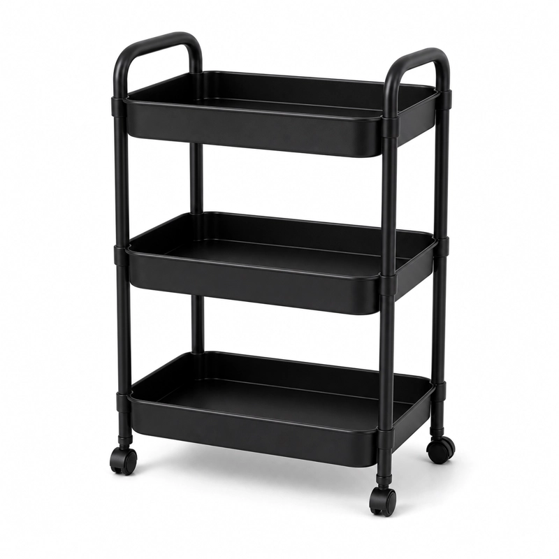 ORGANIZADOR CON RUEDA BAÑO 3 NIVELES NEGRO PLASTICO 800 - 3