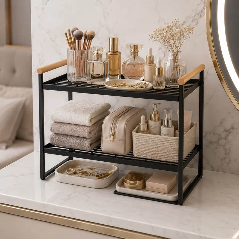 ORGANIZADOR DE ESPACIOS BAÑO 2 NIVELES METALICO NEGRO 125 - 1