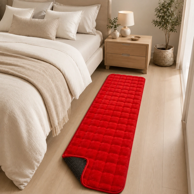 ALFOMBRA PASILLERA PELUDA BAJADA DE CAMA - ROJO 602 PARA HOGAR - 1